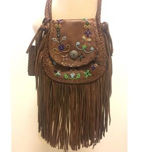 Ralph Lauren beaded fridge leather bag